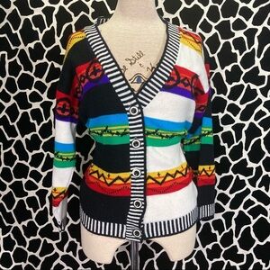 Vibrant tribal print cardigan sweater
